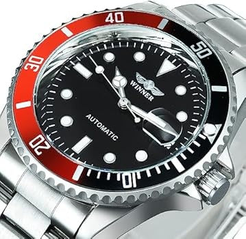 1051 WINNER 002 Men's Automatic Mechanical Watch Waterproof Stainless Steel Strap Wristwatch Calendar Luminous Casual Watches for Men