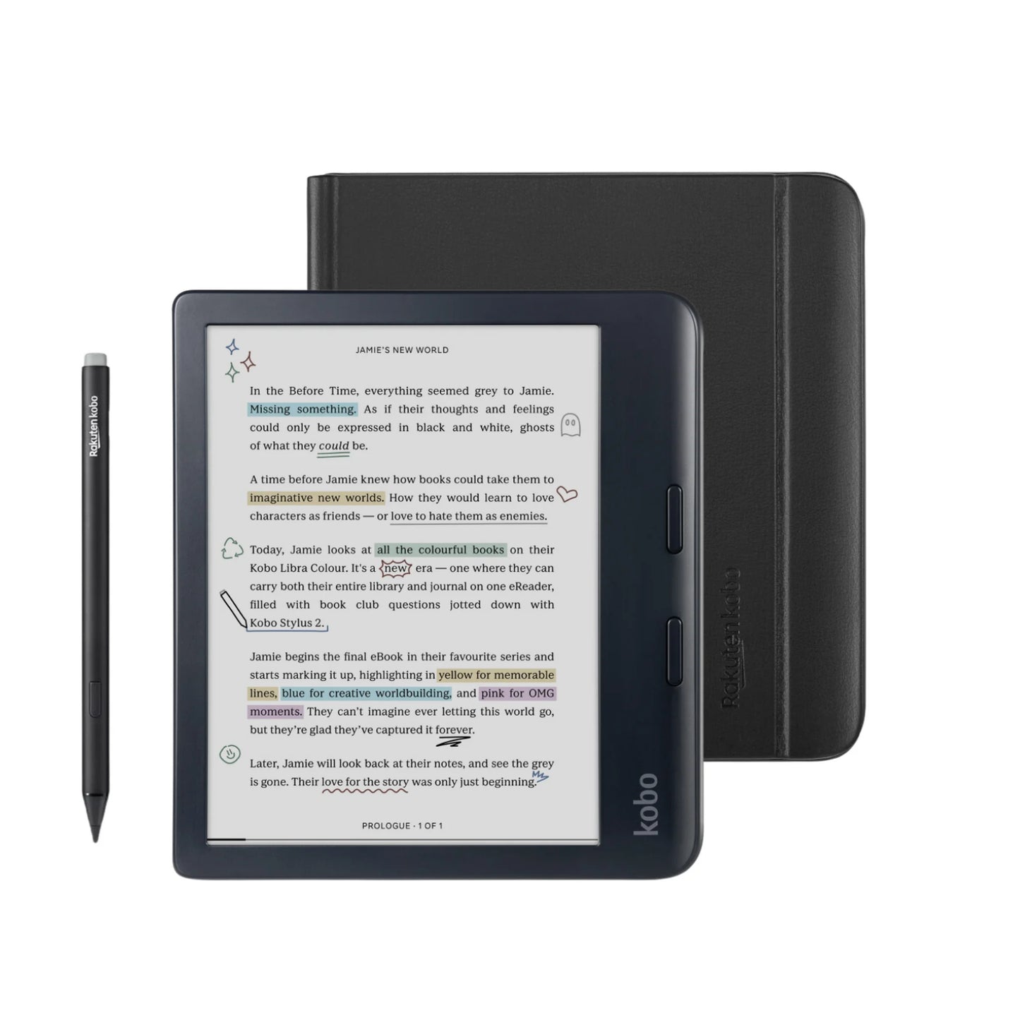 Kobo Libra Colour Siyah Notebook Kılıf ve Kalem Paketi