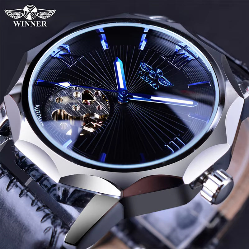 1012 Winner 199A Fashion Waterproof Digital Online Mens Leather Bands Luxury Tourbillon Automatic Mechanical Wrist Watches