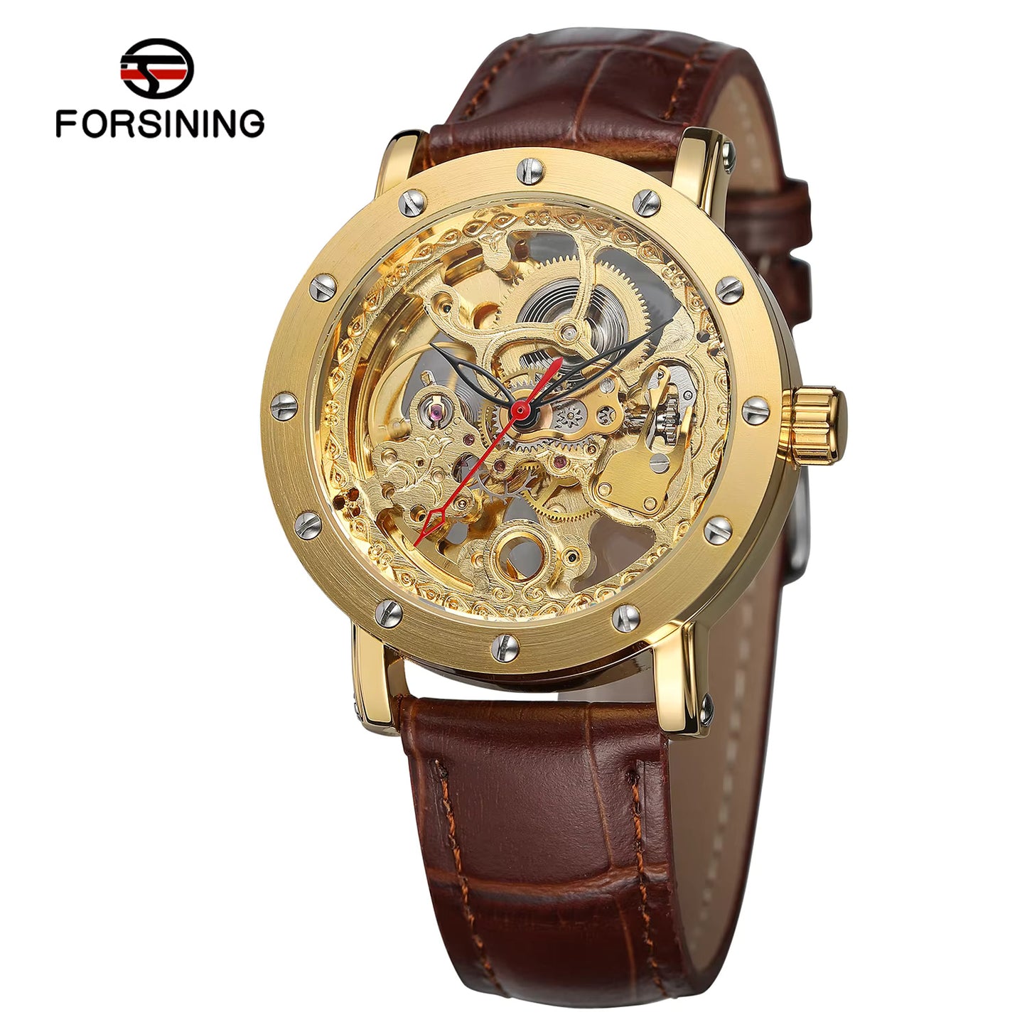 1033 Forsining 205L Luxury Men's Automatic Factory Business Mechanical Watch Leather Skeleton Hollow Clock Waterproof Discount