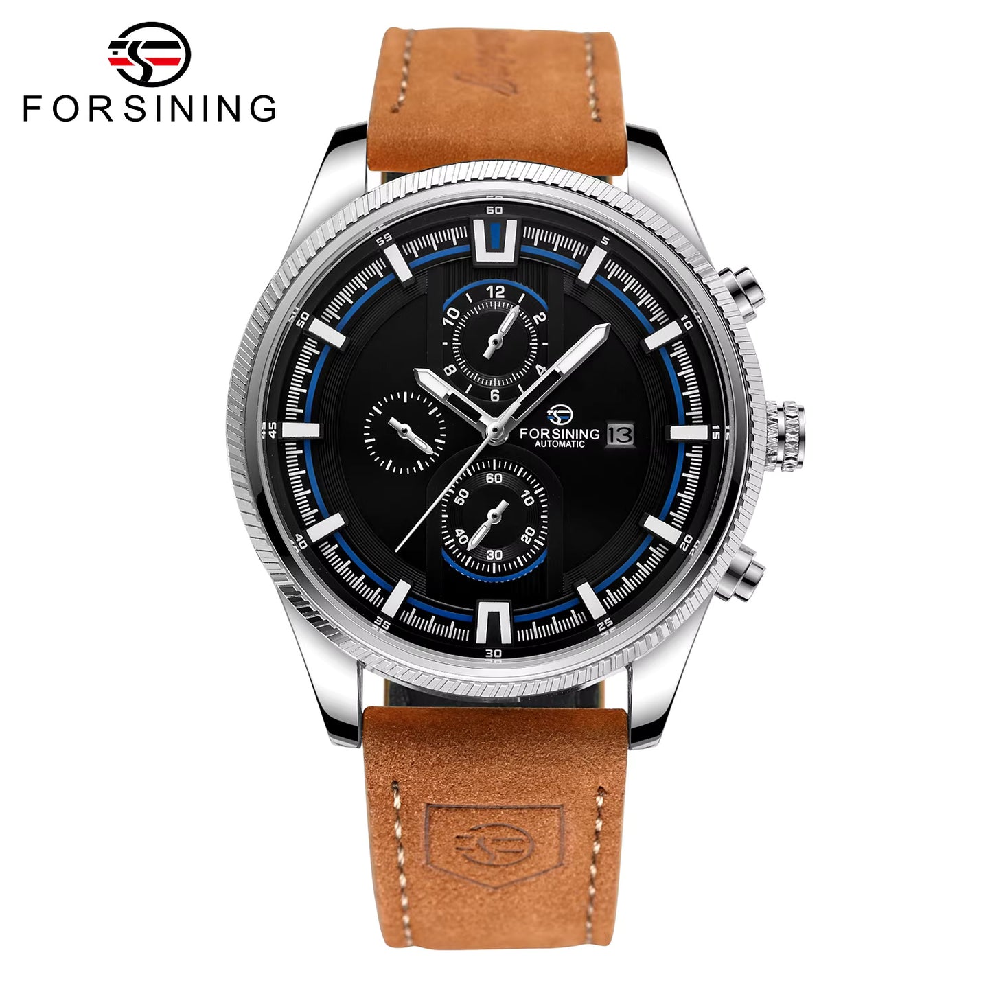 1034 Forsining 382B Retro Fashion Designer Three Dial Decoration Genuine Leather Men Brand Automatic Mechanical Watches best gift