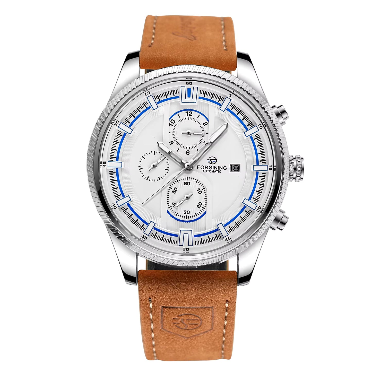 1034 Forsining 382B Retro Fashion Designer Three Dial Decoration Genuine Leather Men Brand Automatic Mechanical Watches best gift