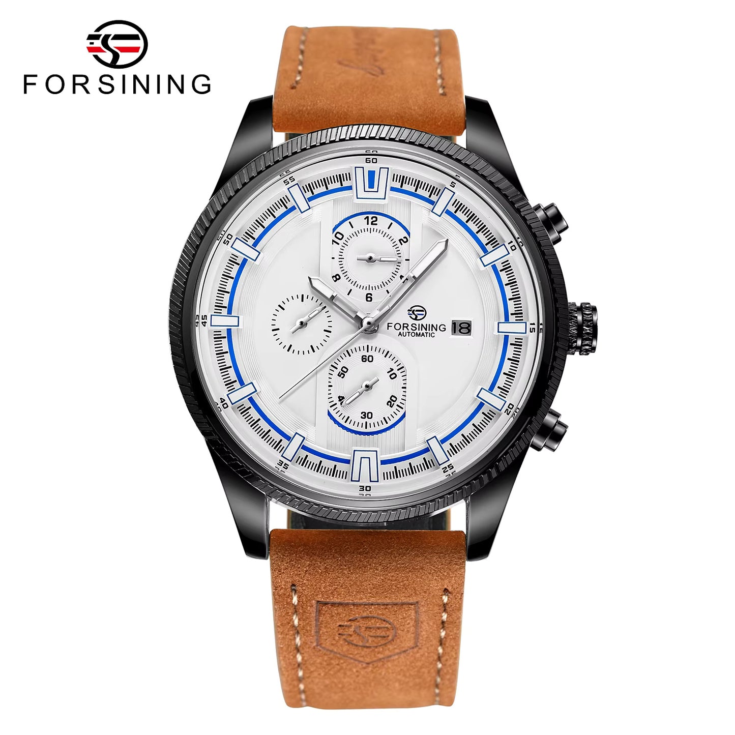 1034 Forsining 382B Retro Fashion Designer Three Dial Decoration Genuine Leather Men Brand Automatic Mechanical Watches best gift