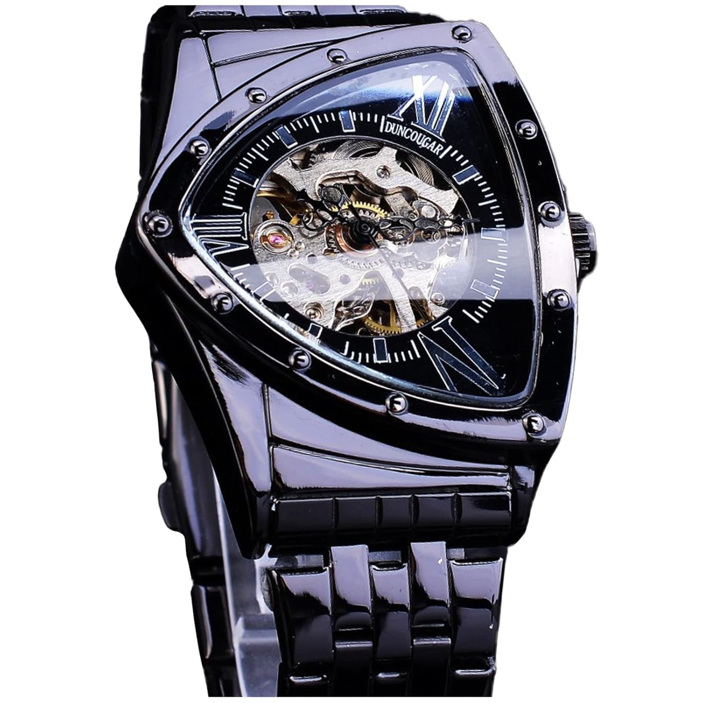 1035 Forsining 395 New Arrive Men Skeleton Automatic Mechanical Gold Vintage Man Watch Triangle Wristwatches Clock Best Gift for men