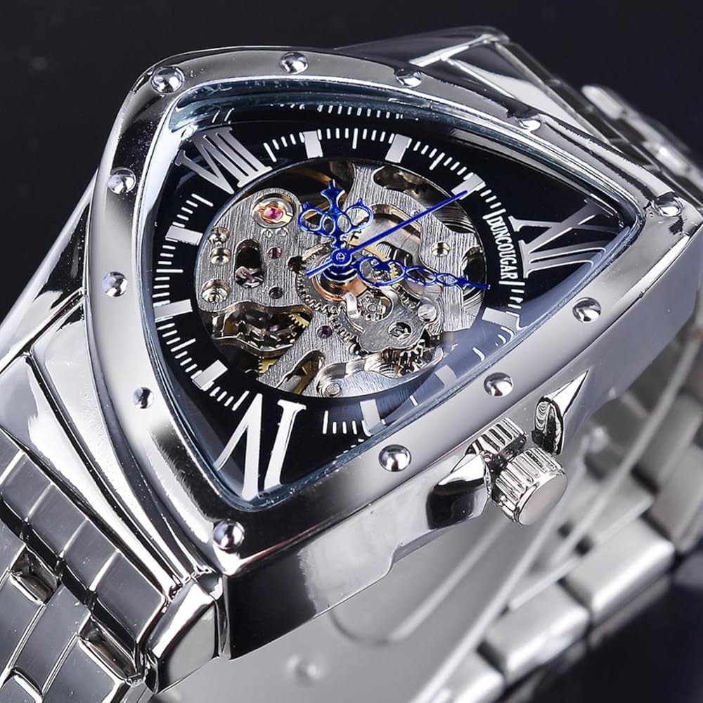 1035 Forsining 395 New Arrive Men Skeleton Automatic Mechanical Gold Vintage Man Watch Triangle Wristwatches Clock Best Gift for men