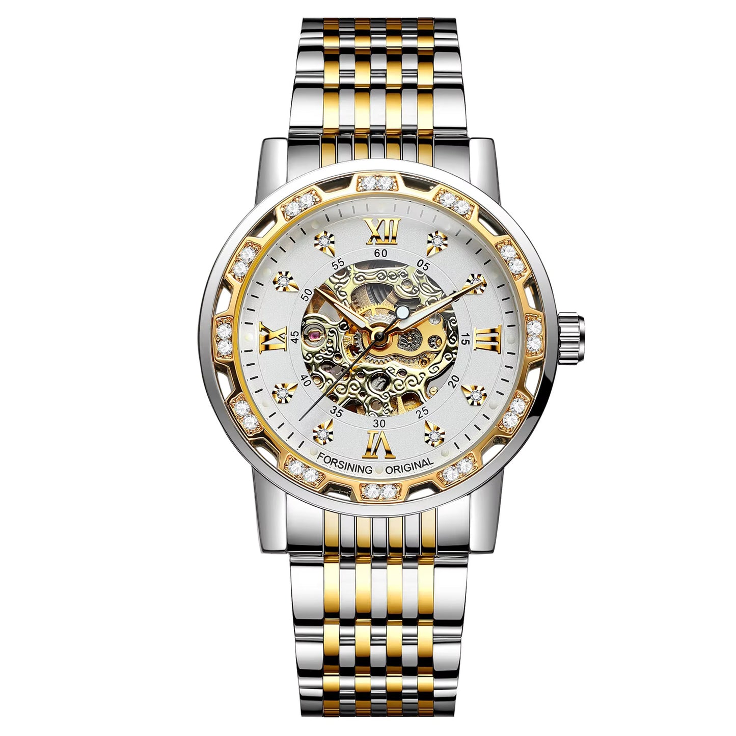 1014 Forsining 614A Brand Luxury Business Sport Mechanical Wristwatch Men Watches Automatic Stainless Steel Life Waterproof Watch Men