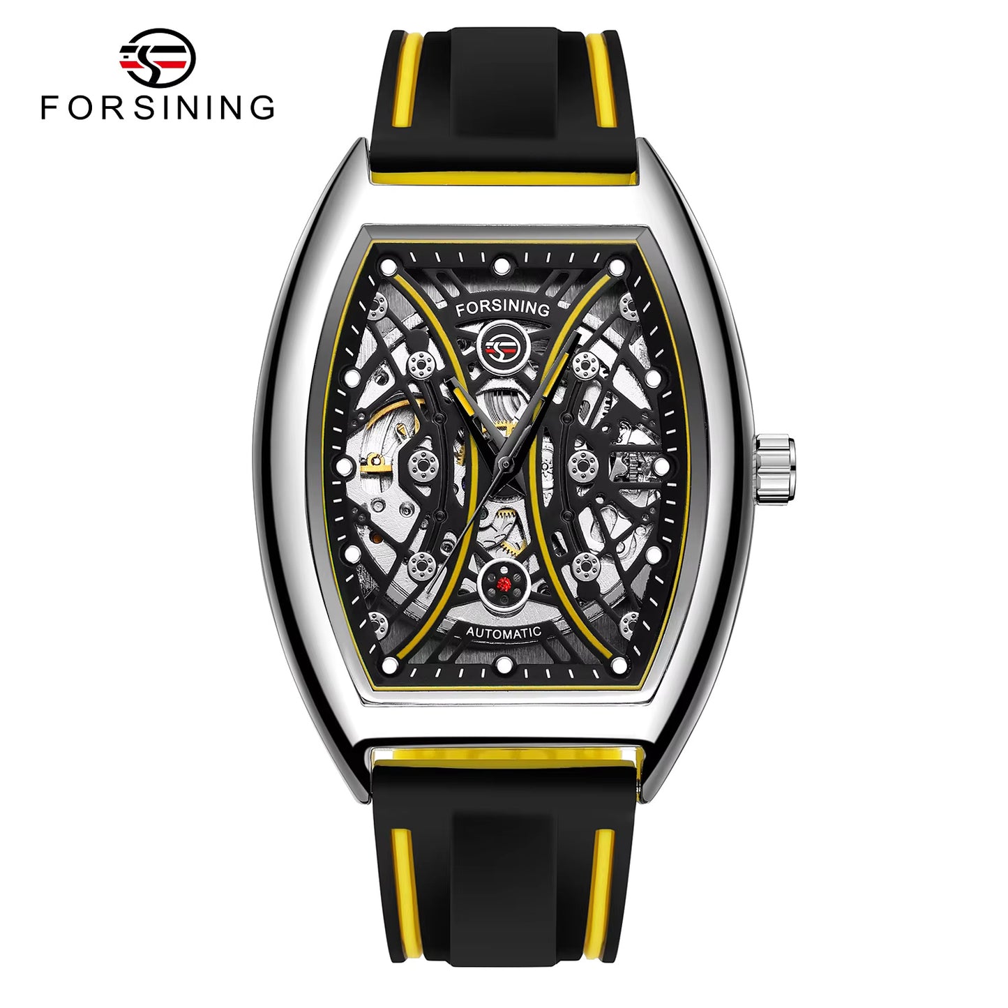 1023 Forsining 76 New Sports Outdoor Luxury Brand Automatic Watch for Men Luminous Skeleton Mechanical Watches Rubber Strap Clock