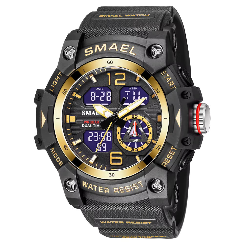 1065 SMAEL 8007 Sport Watch Military Wristwatch for Men Alarm Stopwatch LED Digital Back Light Dual Time Display Waterproof Watch Men