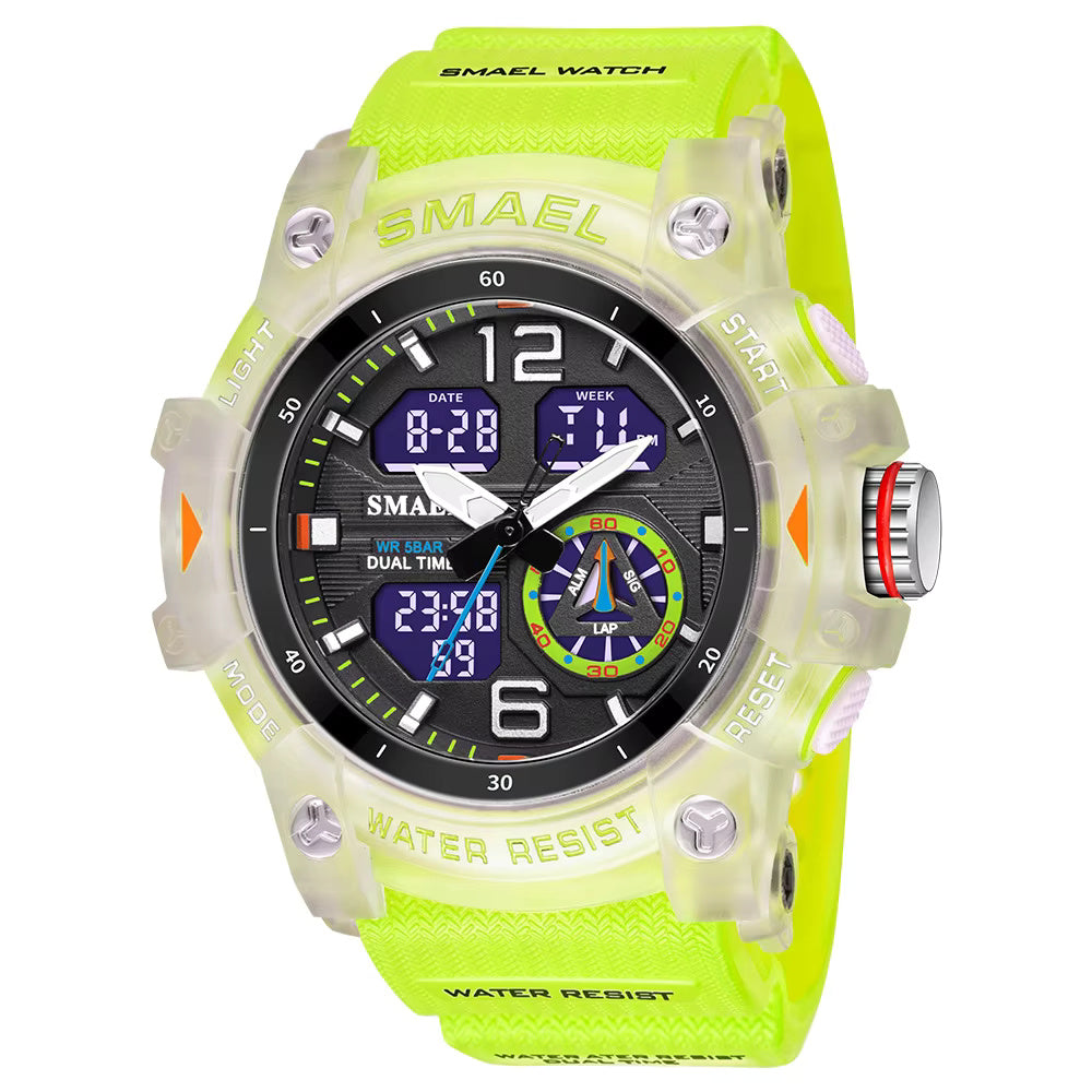 1065 SMAEL 8007 Sport Watch Military Wristwatch for Men Alarm Stopwatch LED Digital Back Light Dual Time Display Waterproof Watch Men