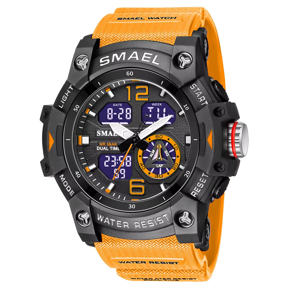 1065 SMAEL 8007 Sport Watch Military Wristwatch for Men Alarm Stopwatch LED Digital Back Light Dual Time Display Waterproof Watch Men