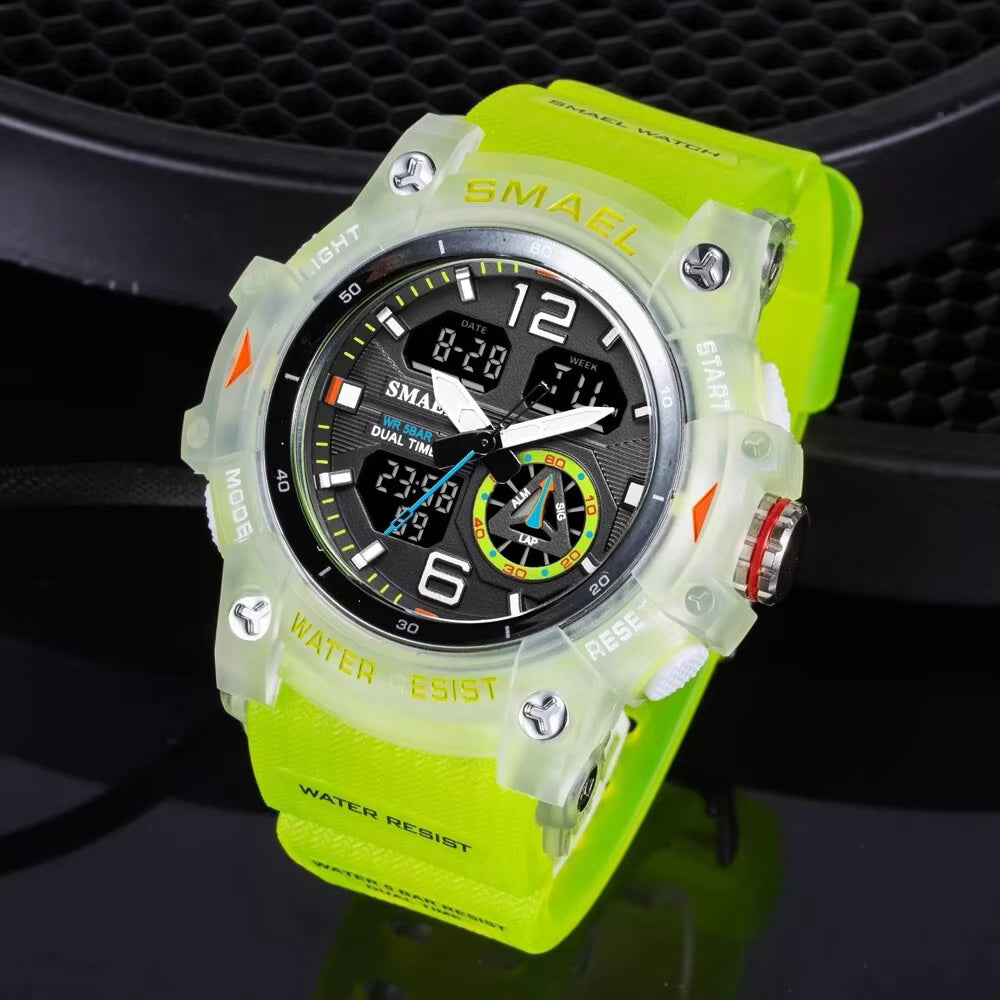 1065 SMAEL 8007 Sport Watch Military Wristwatch for Men Alarm Stopwatch LED Digital Back Light Dual Time Display Waterproof Watch Men