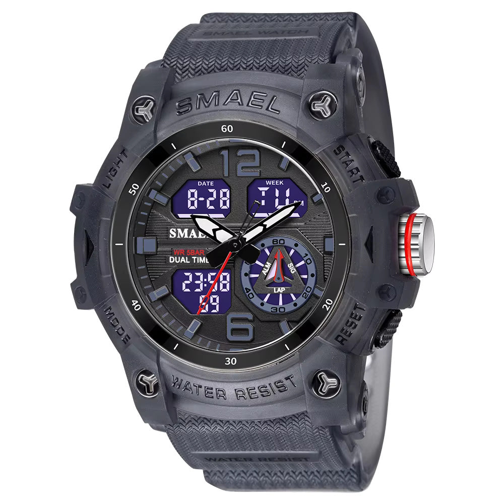 1065 SMAEL 8007 Sport Watch Military Wristwatch for Men Alarm Stopwatch LED Digital Back Light Dual Time Display Waterproof Watch Men