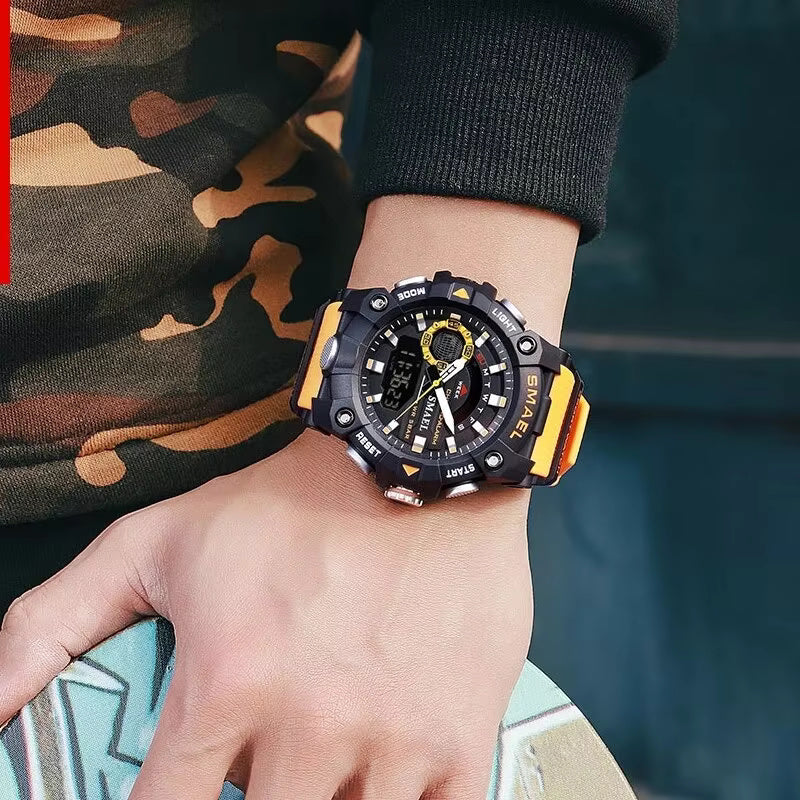 1063 SMAEL 8040 Fashion Sport Watches Men Shock Resistant 50M Waterproof Wristwatch LED Alarm Stopwatch Clock Military Men Watch