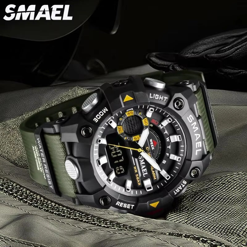 1063 SMAEL 8040 Fashion Sport Watches Men Shock Resistant 50M Waterproof Wristwatch LED Alarm Stopwatch Clock Military Men Watch