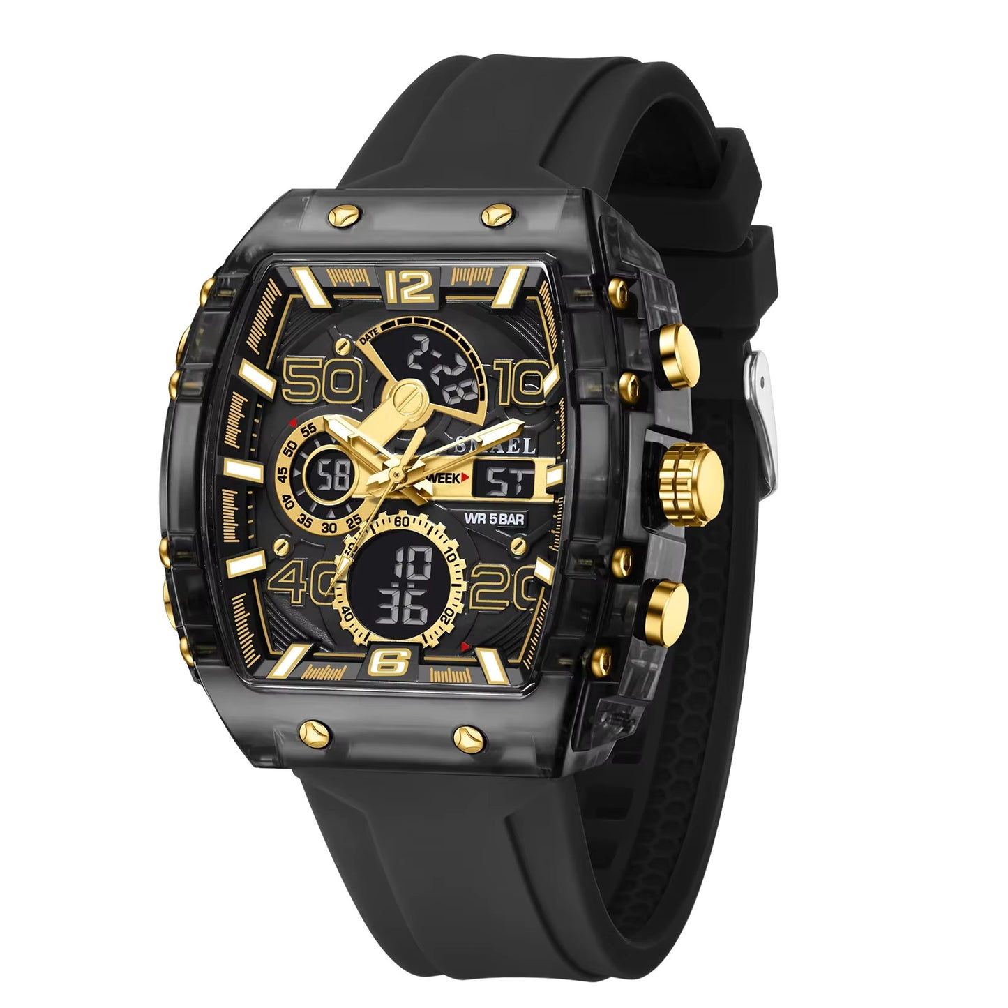 1052 SMAEL 8109 New Men's Watch Multifunctional Sports 50M Waterproof Dual Display LED Night Light Leisure Student Electronic Watch