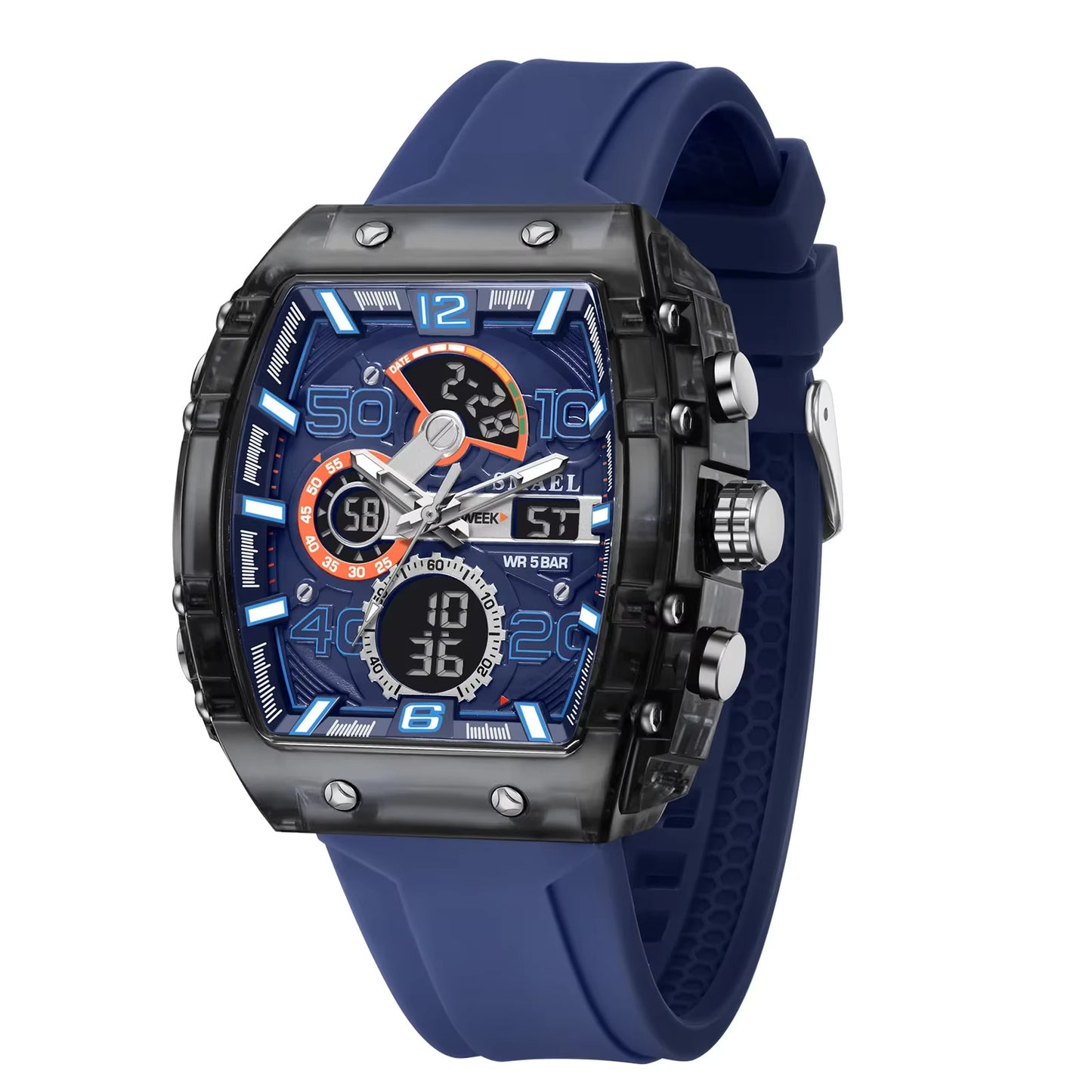 1052 SMAEL 8109 New Men's Watch Multifunctional Sports 50M Waterproof Dual Display LED Night Light Leisure Student Electronic Watch