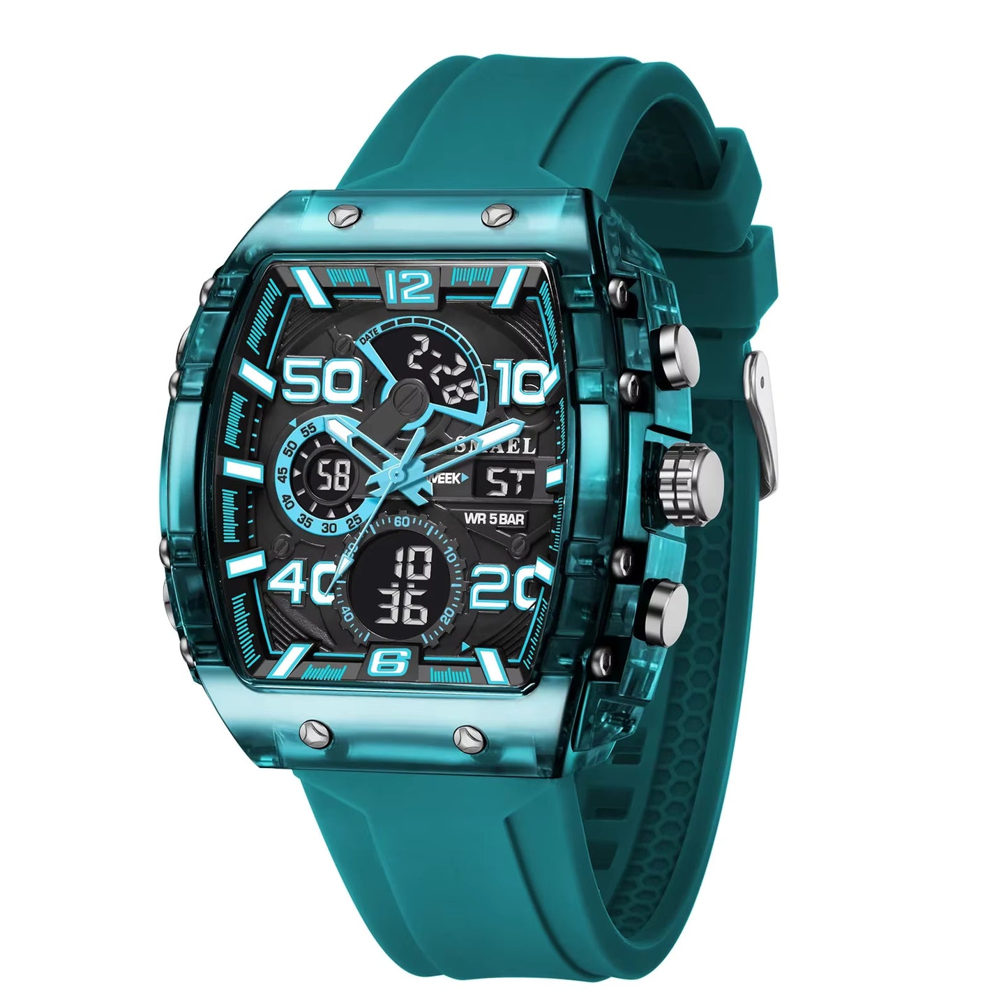 1052 SMAEL 8109 New Men's Watch Multifunctional Sports 50M Waterproof Dual Display LED Night Light Leisure Student Electronic Watch