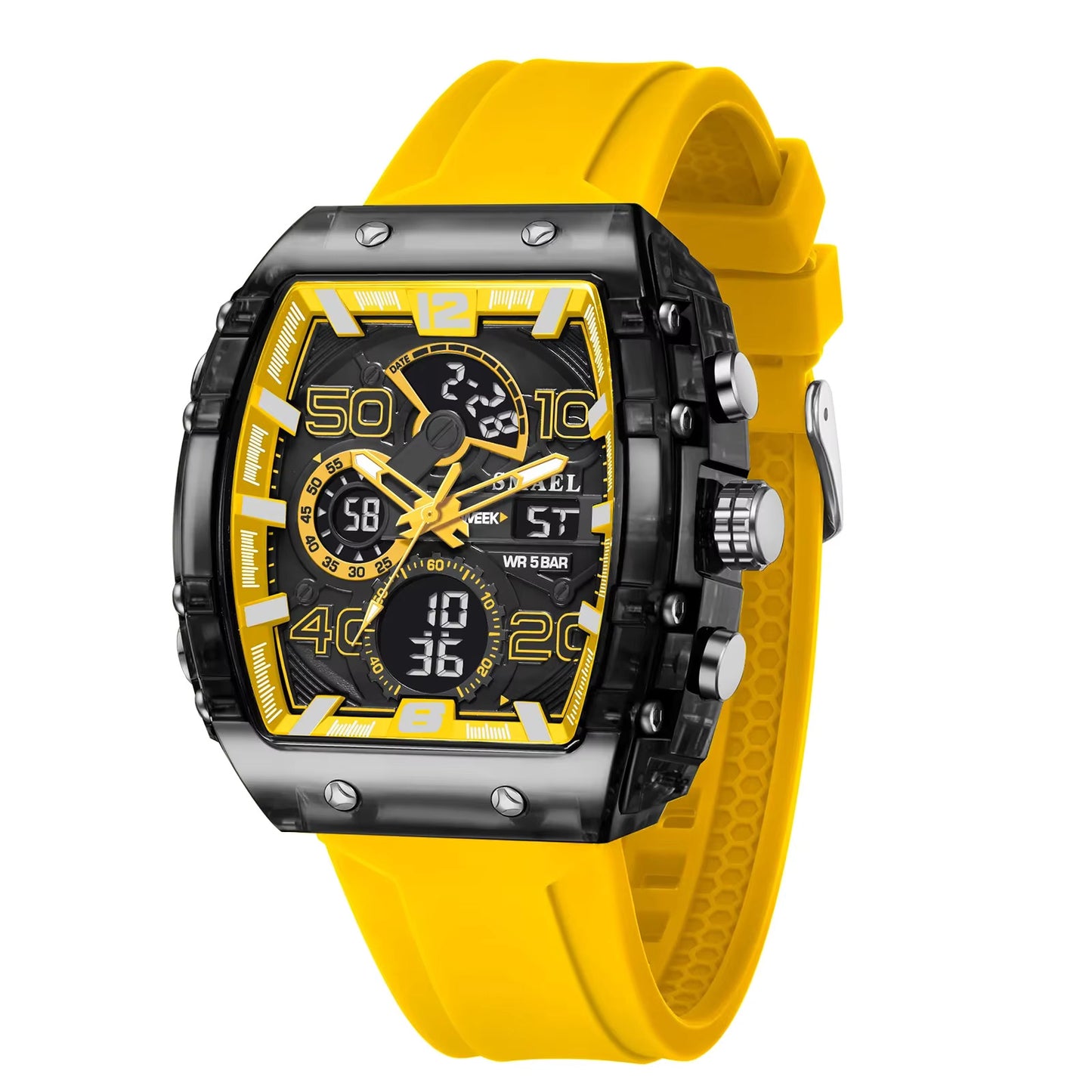 1052 SMAEL 8109 New Men's Watch Multifunctional Sports 50M Waterproof Dual Display LED Night Light Leisure Student Electronic Watch