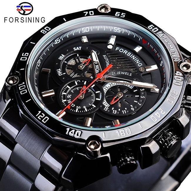 1060 Forsining 2019 Military Silver Clock Steampunk Series Complete Calendar Men Sport Mechanical Automatic Watches Top Brand Luxury