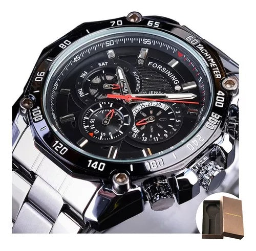 1060 Forsining 2019 Military Silver Clock Steampunk Series Complete Calendar Men Sport Mechanical Automatic Watches Top Brand Luxury
