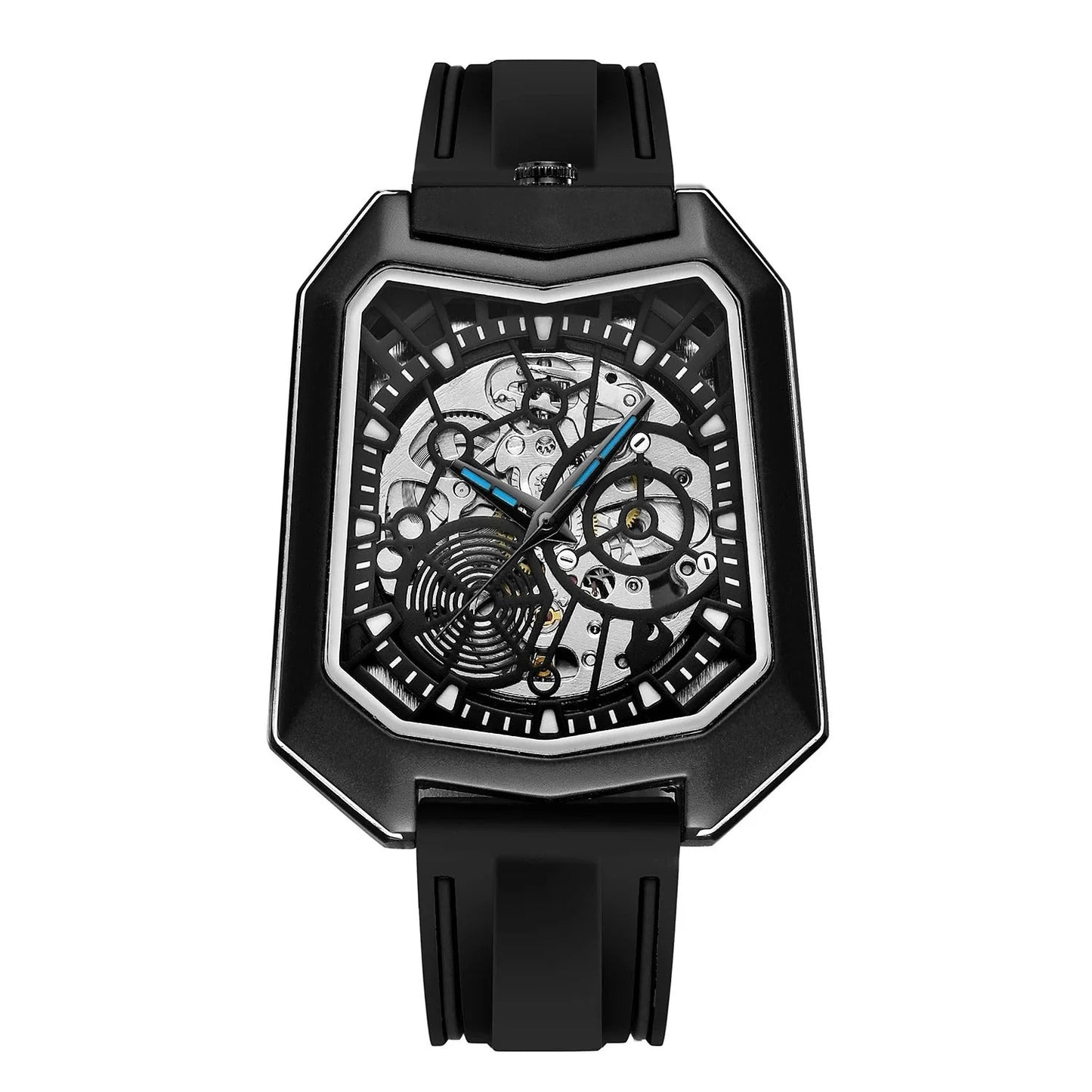 1049 Forsining 445A Men Watches Luxury Trend Blue Clock Waterproof Fancy Clock Mechanism Silicone Automatic Watch