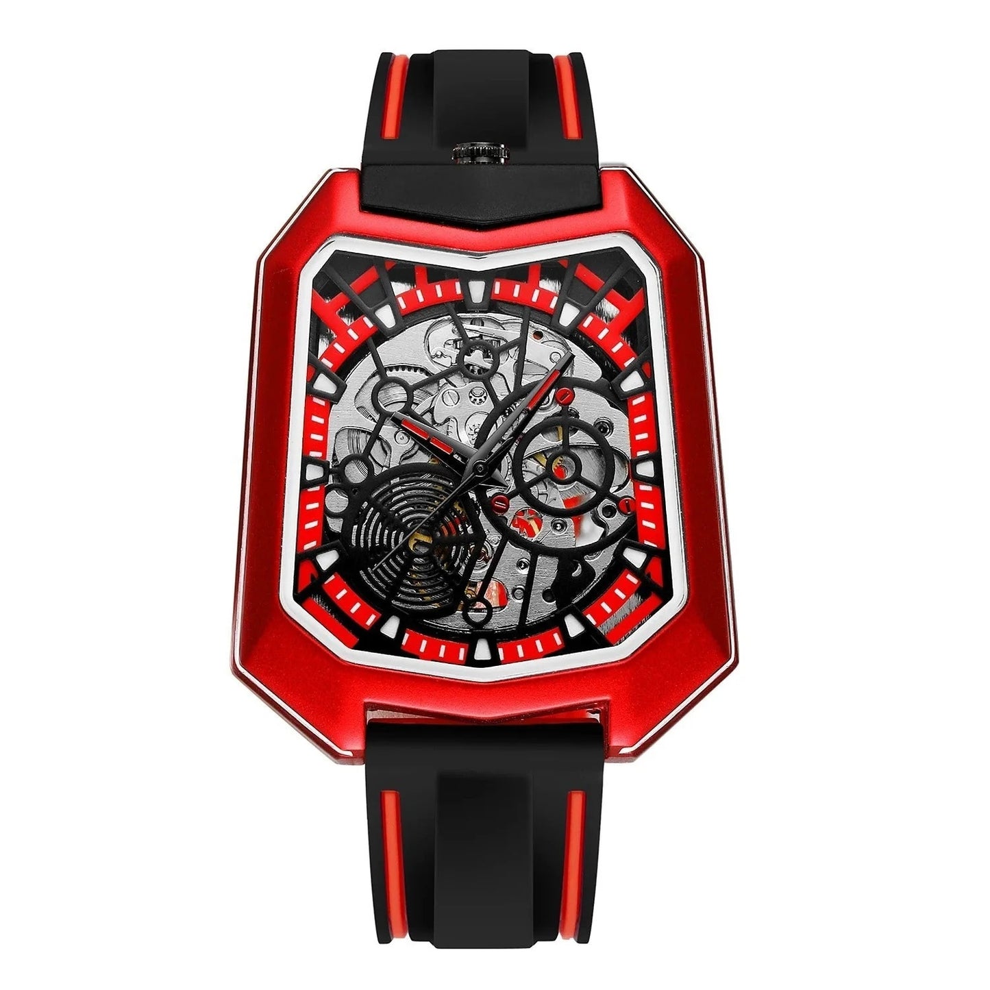 1049 Forsining 445A Men Watches Luxury Trend Blue Clock Waterproof Fancy Clock Mechanism Silicone Automatic Watch