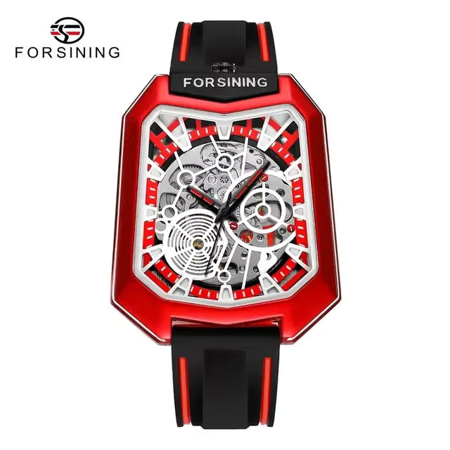 1049 Forsining 445A Men Watches Luxury Trend Blue Clock Waterproof Fancy Clock Mechanism Silicone Automatic Watch