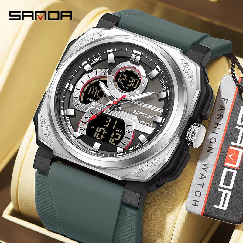 1066 SANDA 3356 Top Military Men Digital Sports Watches Waterproof Electronic Quartz Wristwatch Mens Quality Brand Watch G Style