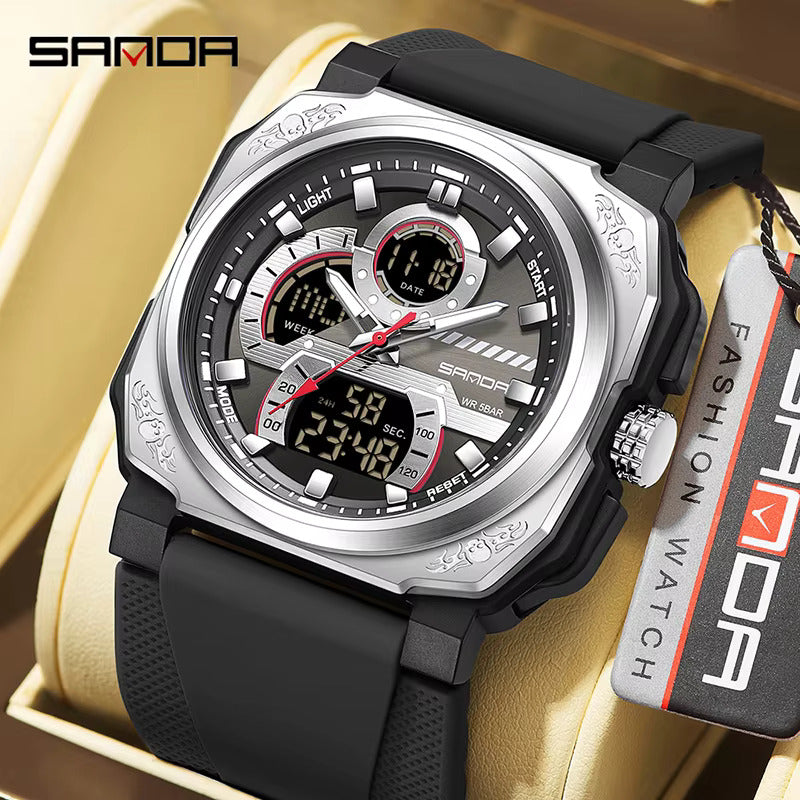 1066 SANDA 3356 Top Military Men Digital Sports Watches Waterproof Electronic Quartz Wristwatch Mens Quality Brand Watch G Style
