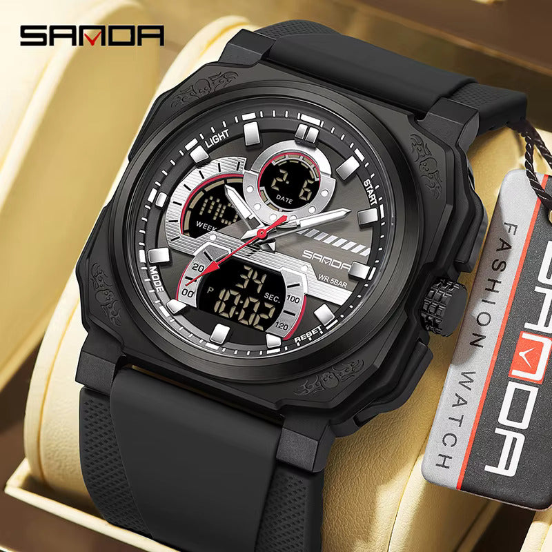 1066 SANDA 3356 Top Military Men Digital Sports Watches Waterproof Electronic Quartz Wristwatch Mens Quality Brand Watch G Style