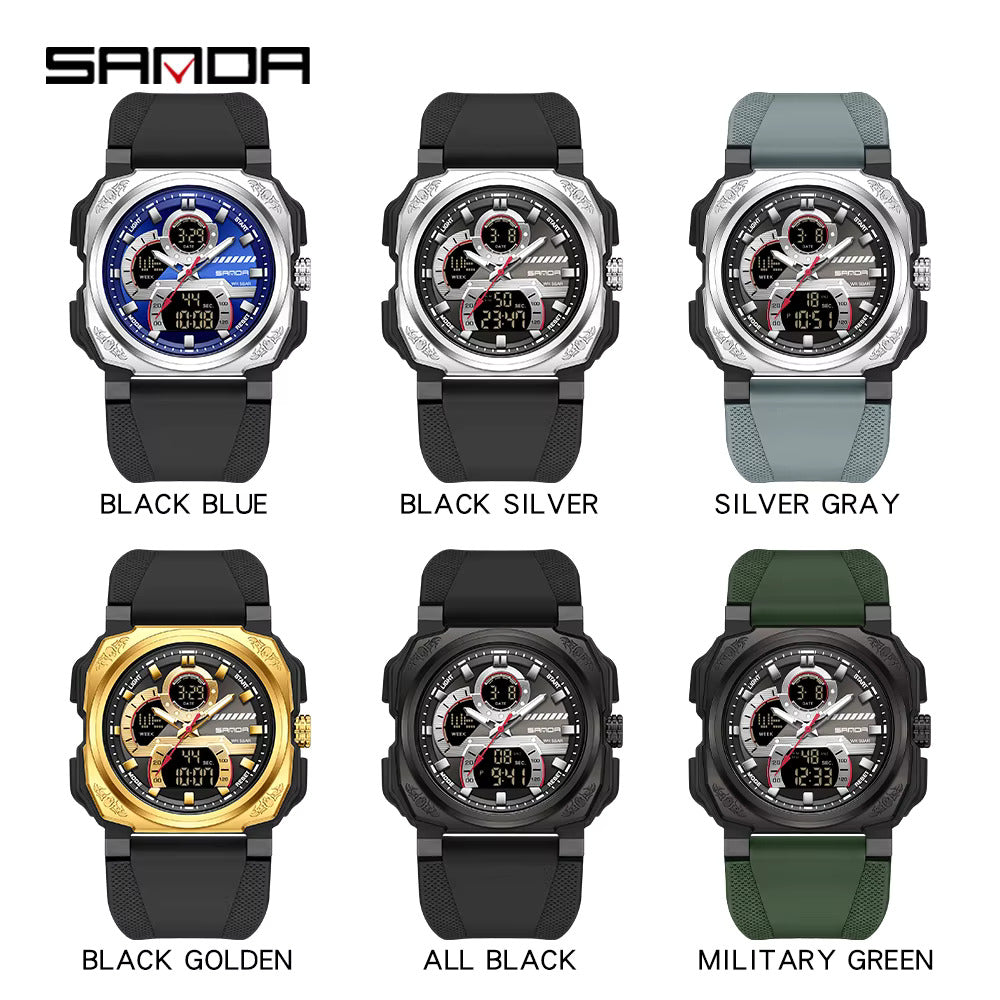1066 SANDA 3356 Top Military Men Digital Sports Watches Waterproof Electronic Quartz Wristwatch Mens Quality Brand Watch G Style
