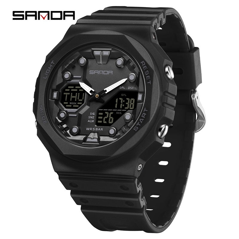1069 SANDA 6200 style Digital Men Watch Countdown Stopwatch LED Light Electronic Outdoor Military 5Alarm Waterproof Quartz Wristwatch
