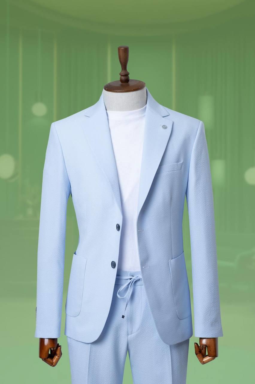 Suit with Seersucker Drawstring Blue SD41001