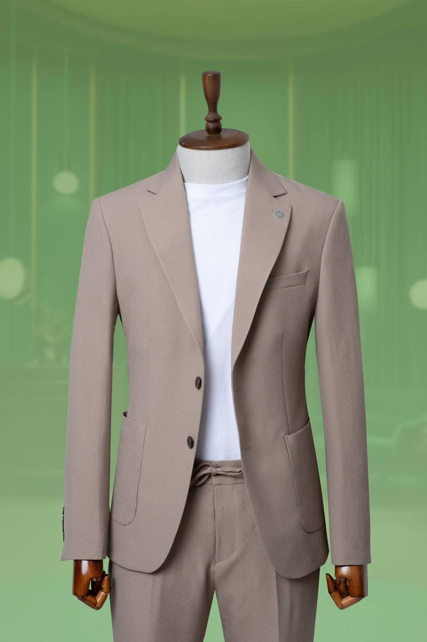 Suit Seersucker Drawstring Beige SD41020