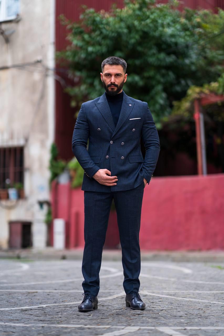 Suit Italian Cut Double Breasted Navy Blue SD41022