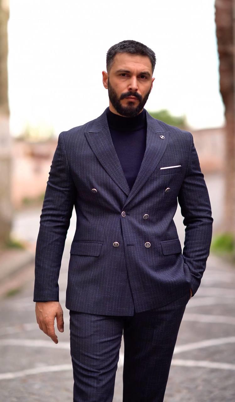 Suit Italian Cut Double Breasted Navy Blue SD41022