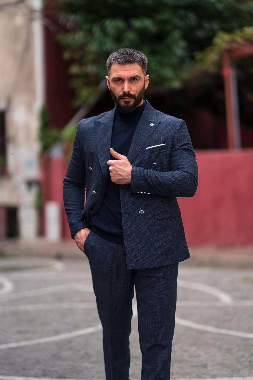 Suit Italian Cut Double Breasted Navy Blue SD41022