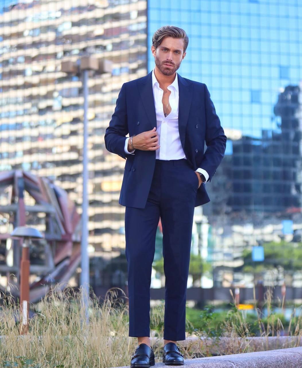 Suit Italian Cut Double Breasted SlimFit Navy Blue SD41029