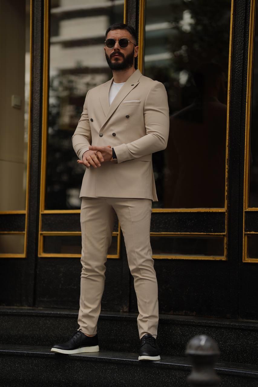 Suit Italian Cut Double Breasted SlimFit Cream SD41030