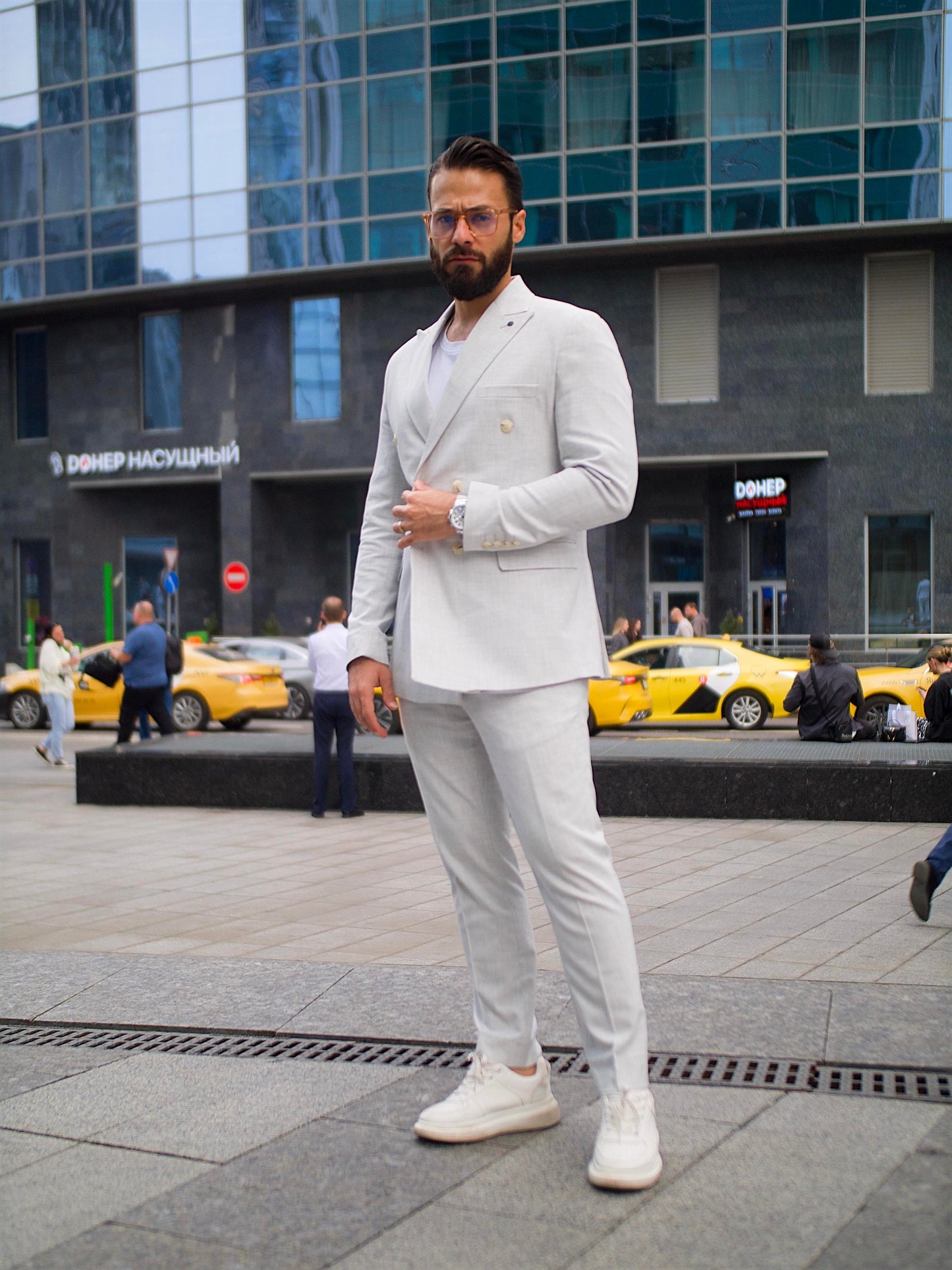 Suit Italian Cut Double Breasted SlimFit Gray SD41035
