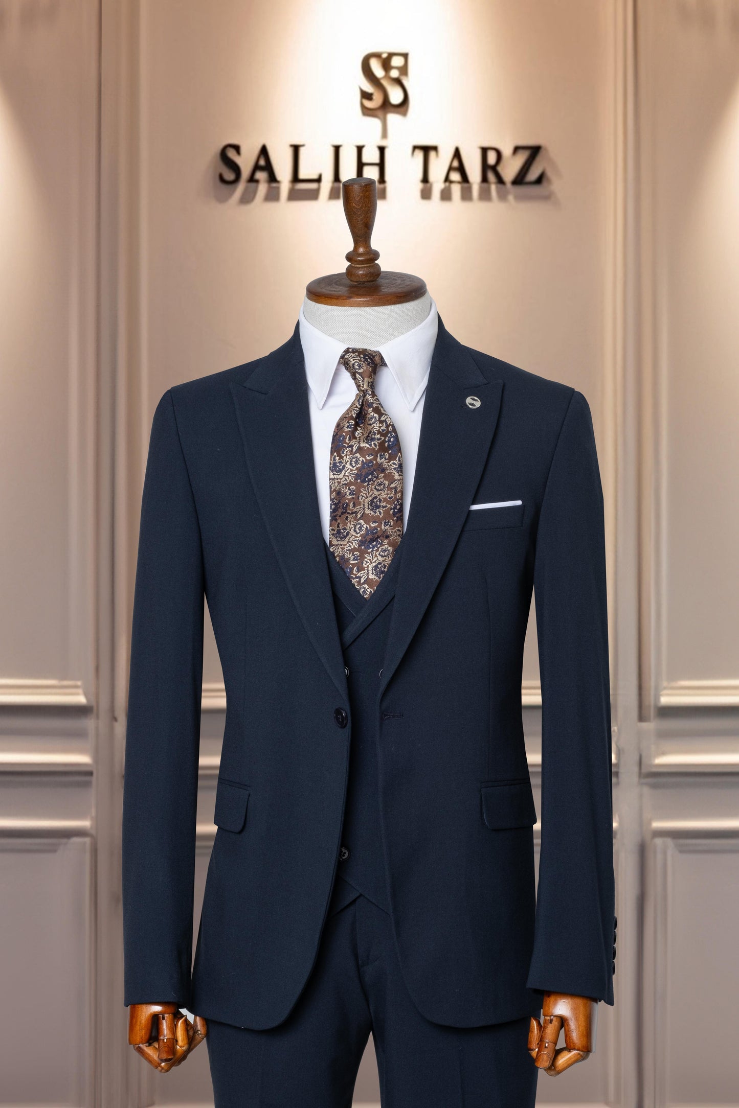 Suit Italian Cut with Vest SlimFit Navy Blue SD41049