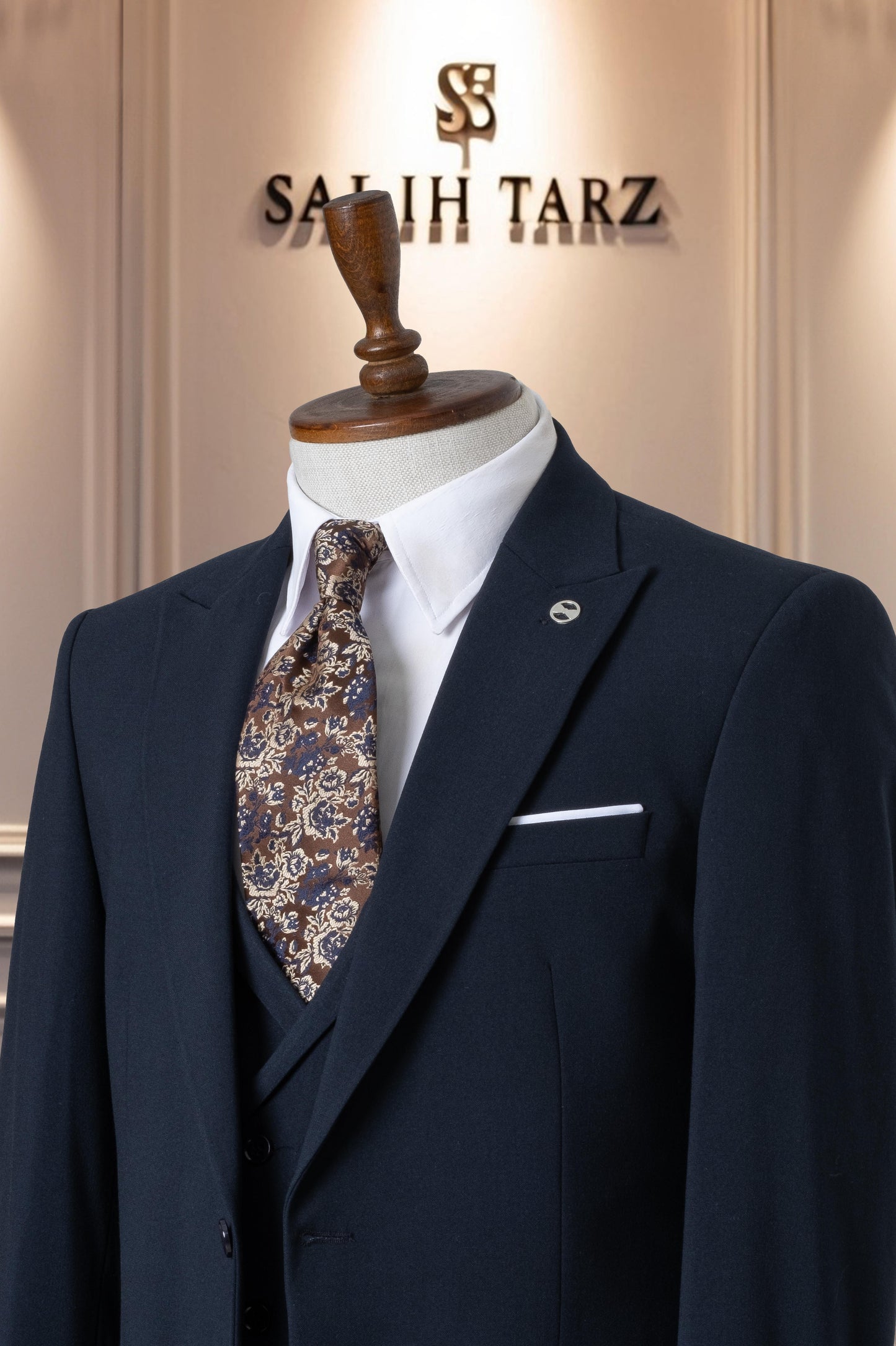 Suit Italian Cut with Vest SlimFit Navy Blue SD41049