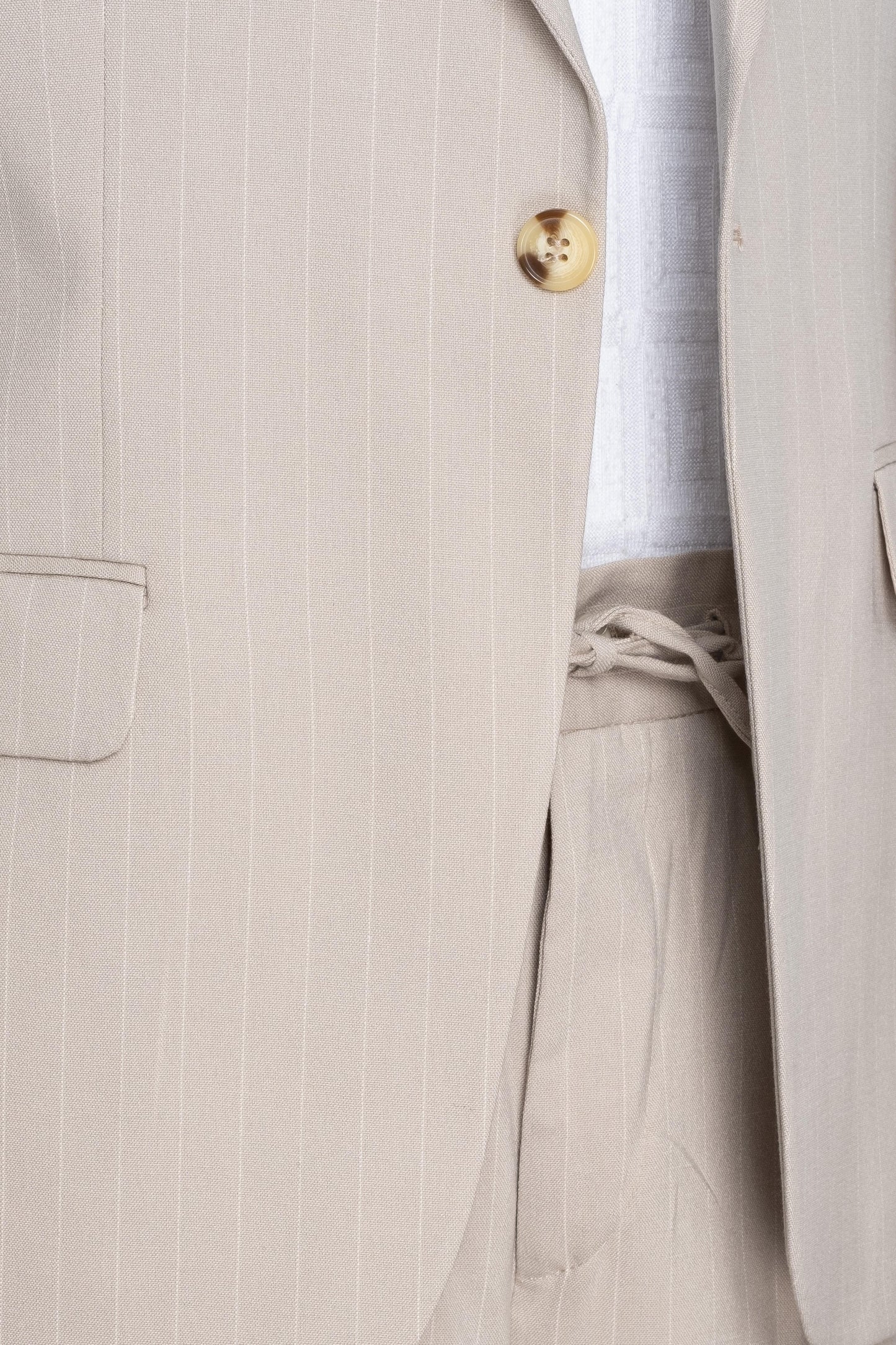 Suit Italian Cut Sports Drawstring SlimFit Striped Cream SD41084