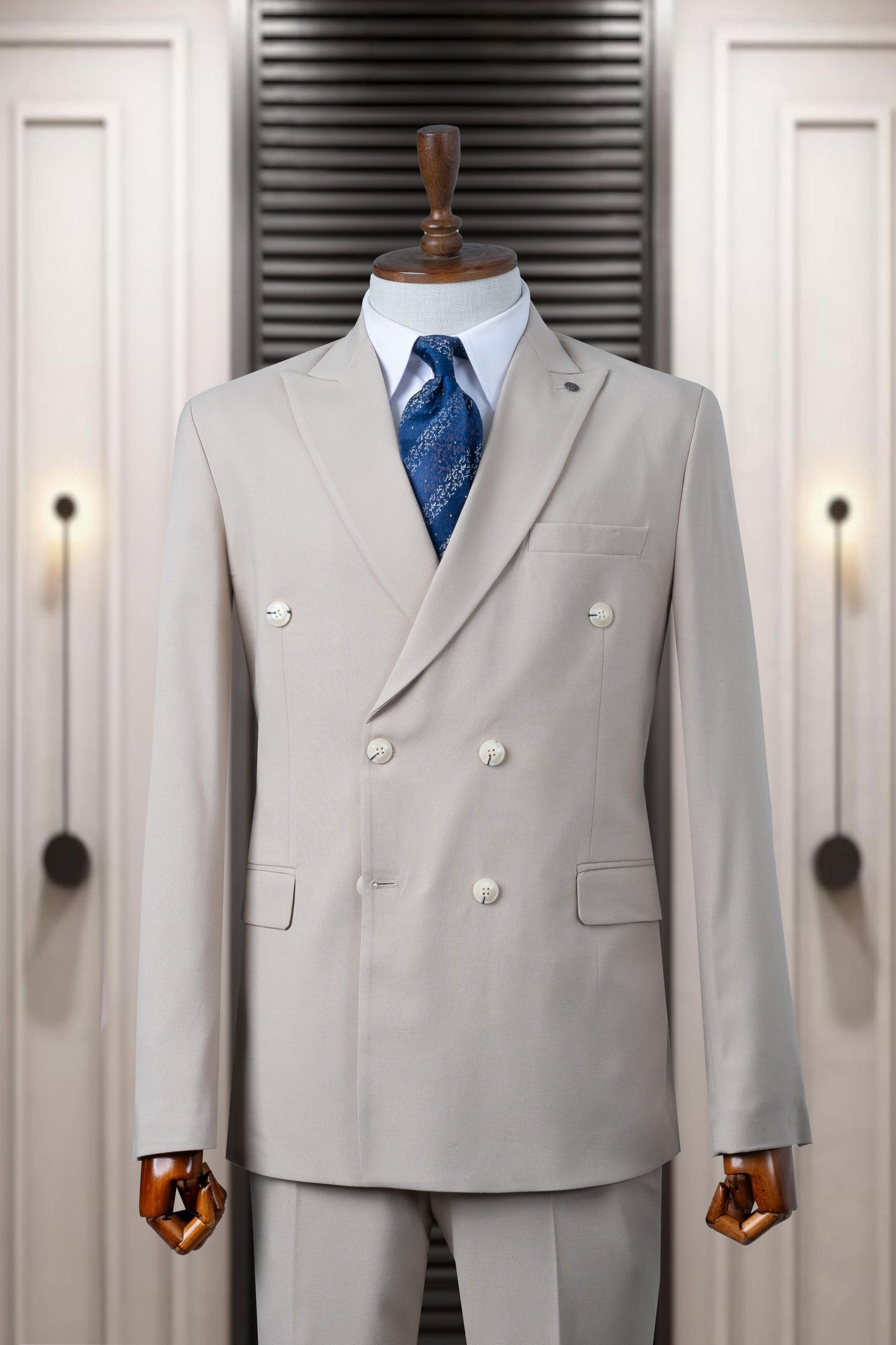 Suit Italian Cut Double Breasted Cream SD4110