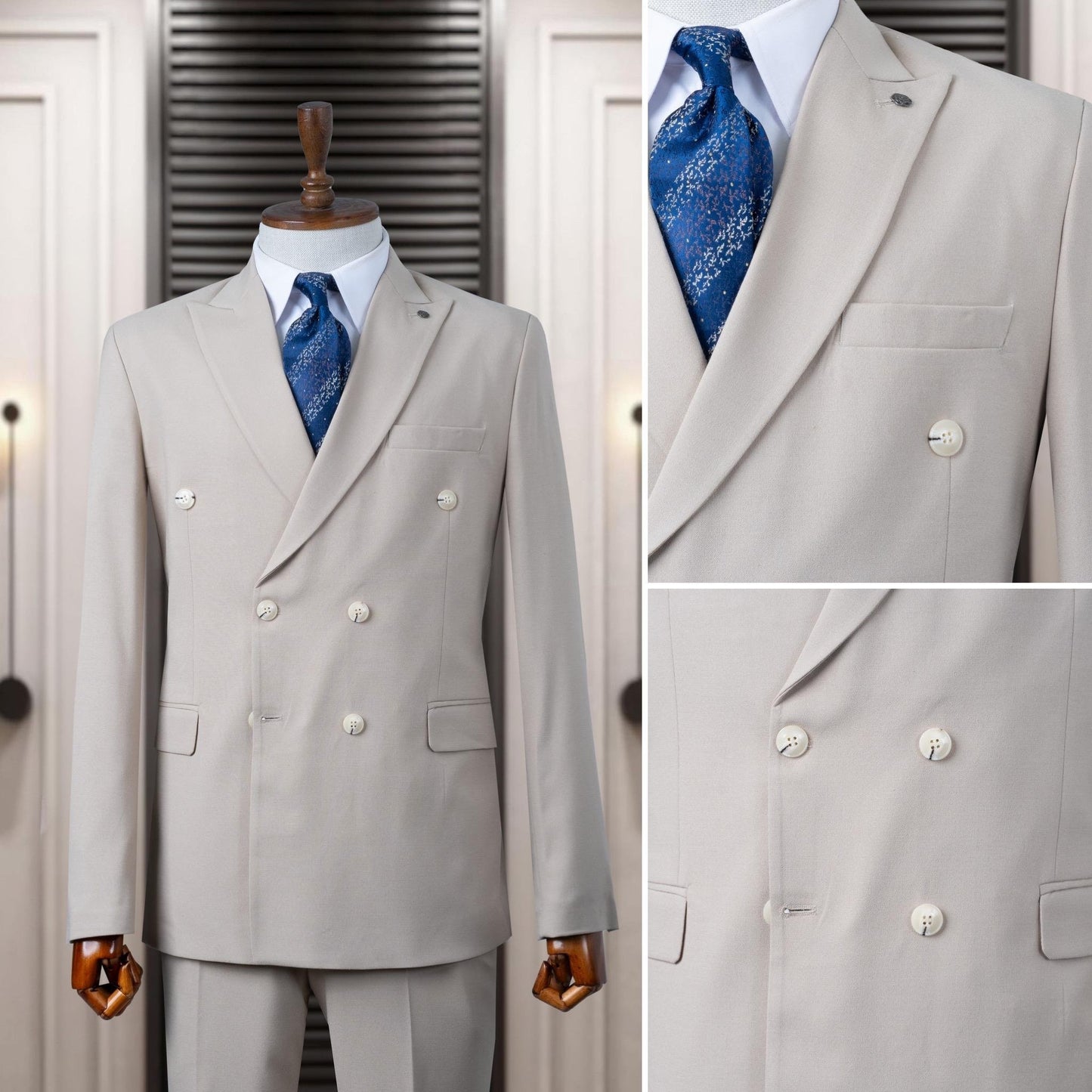 Suit Italian Cut Double Breasted Cream SD4110