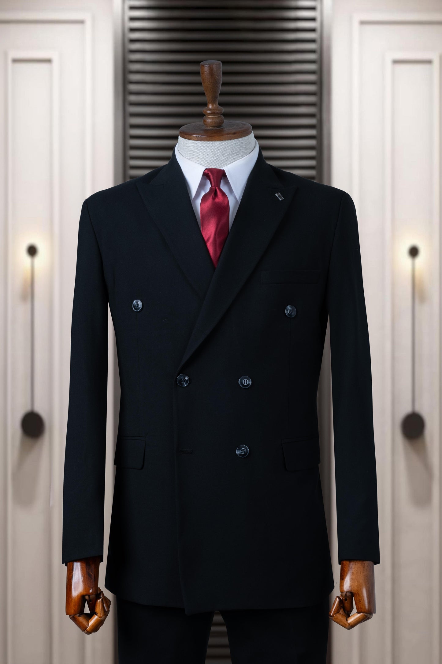 Suit Italian Cut Double Breasted Black SD4112