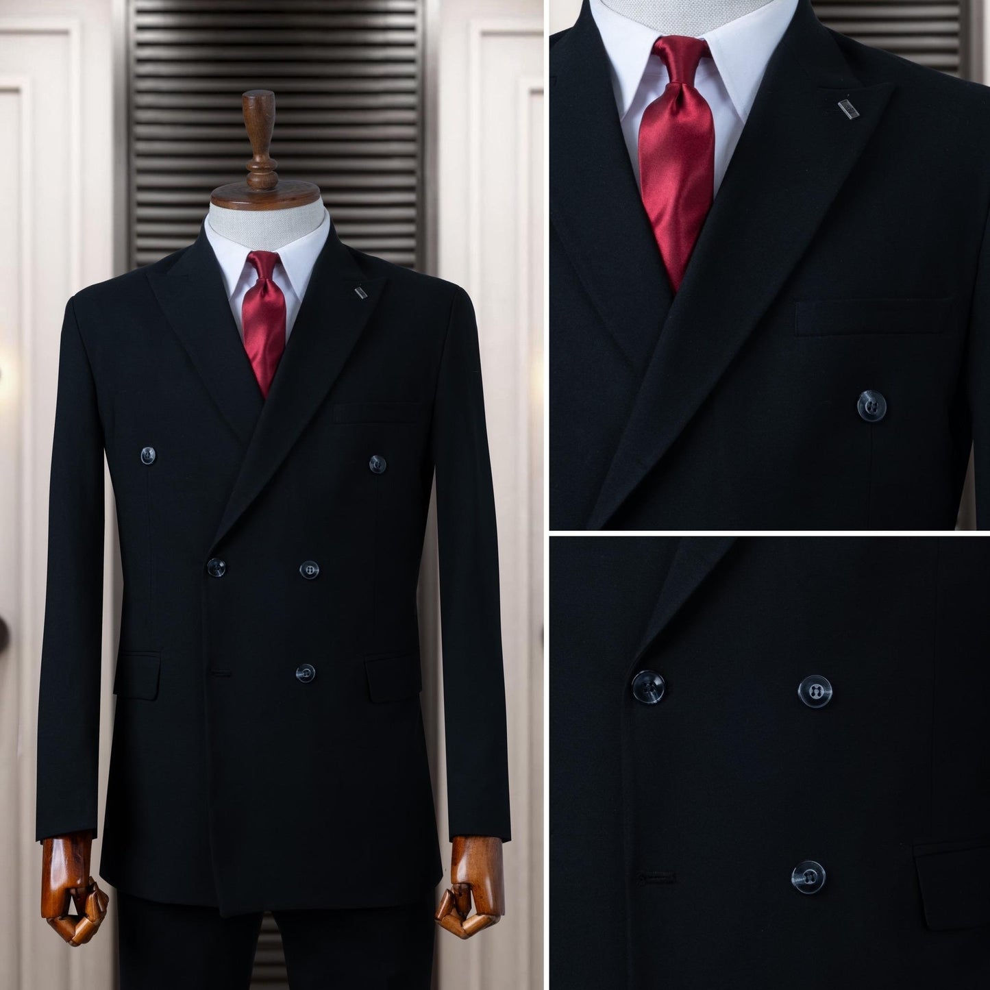 Suit Italian Cut Double Breasted Black SD4112