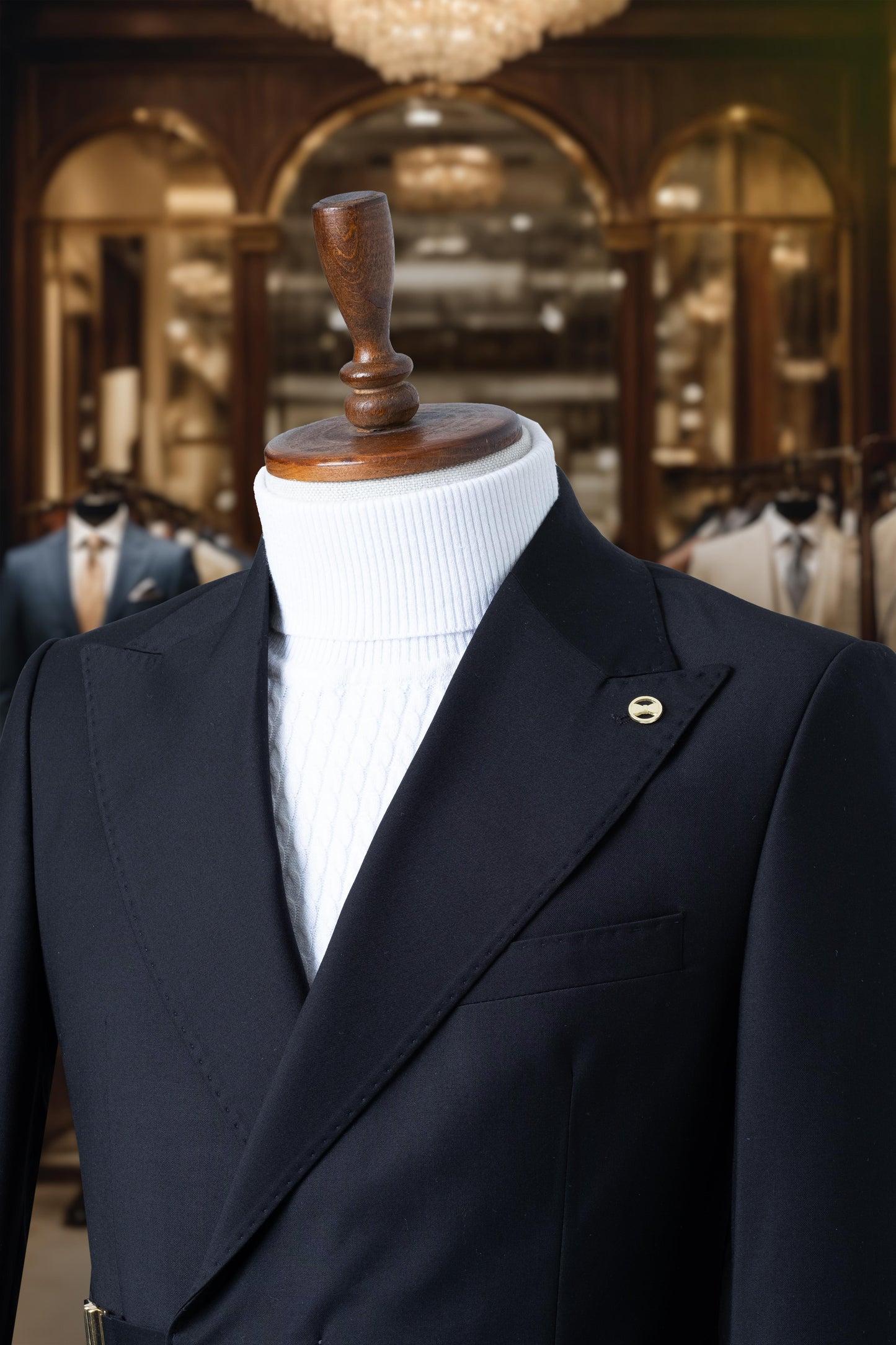 Suit Italian Cut with Side Belt Premium Black SD4144