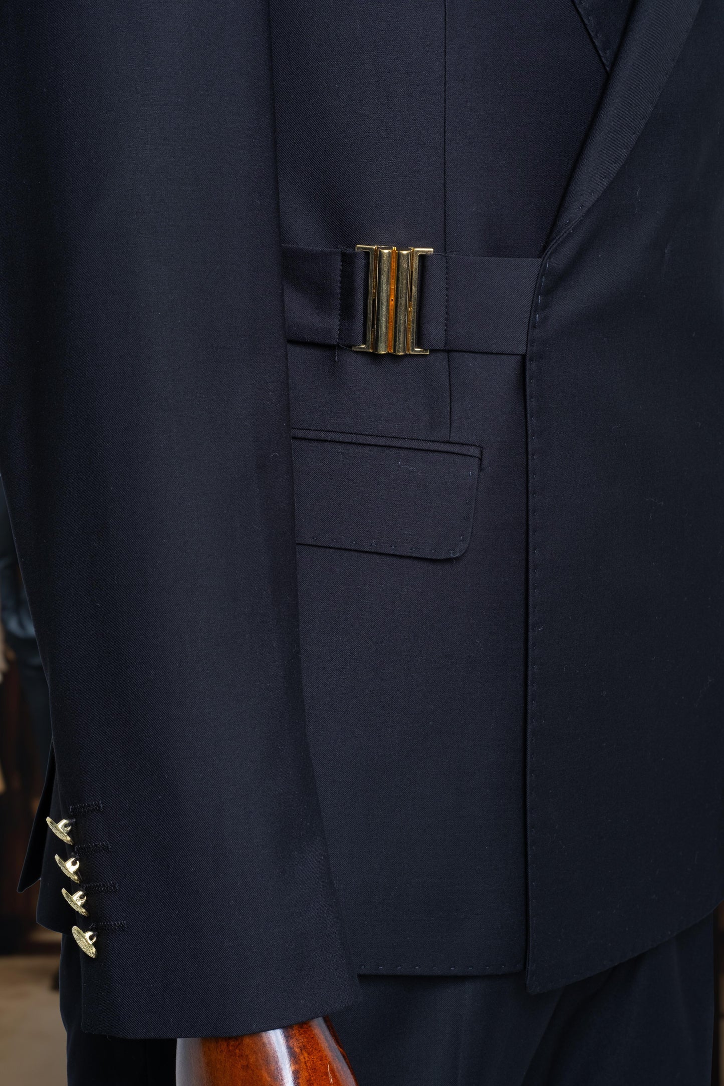 Suit Italian Cut with Side Belt Premium Black SD4144