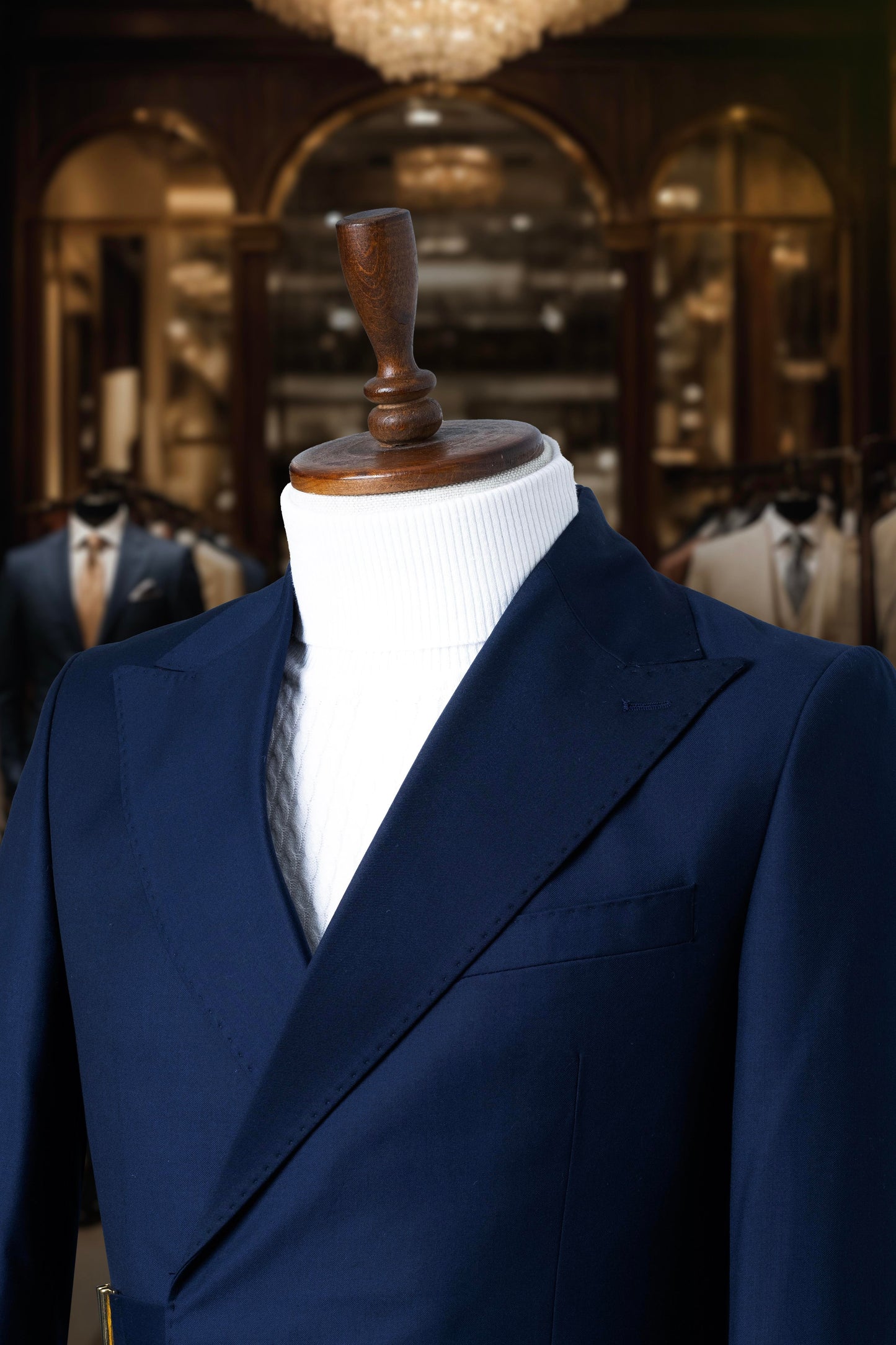 Suit Italian Cut with Side Belt Premium Navy Blue SD4145